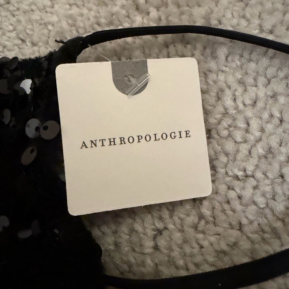 Anthropologie Black Sequin Crop Top - Picture 4 of 4